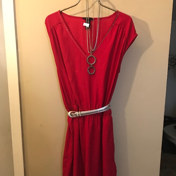Red H&M size 6 dress with chain detail - Picture 1 of 3